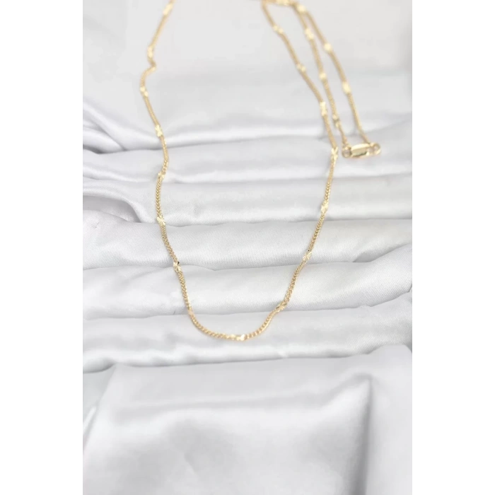 CM 14K Gold Renk Lazer Puntalı Model 60 cm Kadın Kolye - TJ-BKO10961