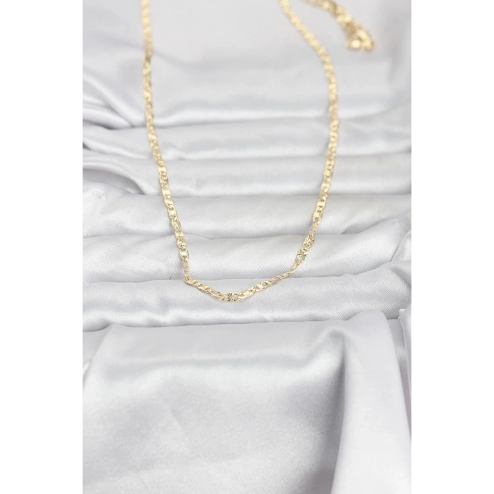 CM 14K Gold Renk Lazer Zincirli Model 60 cm Kadın Kolye 5886