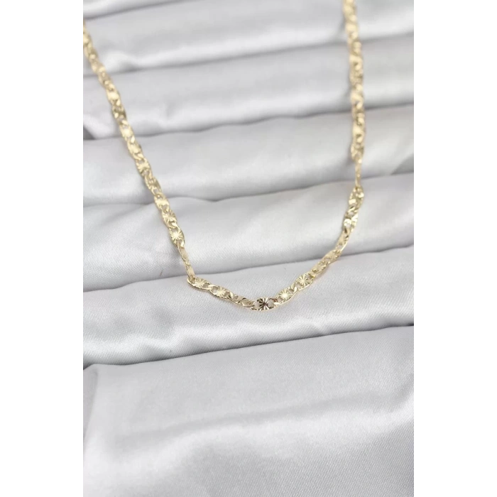 CM 14K Gold Renk Lazer Zincirli Model 60 cm Kadın Kolye - TJ-BKO10976