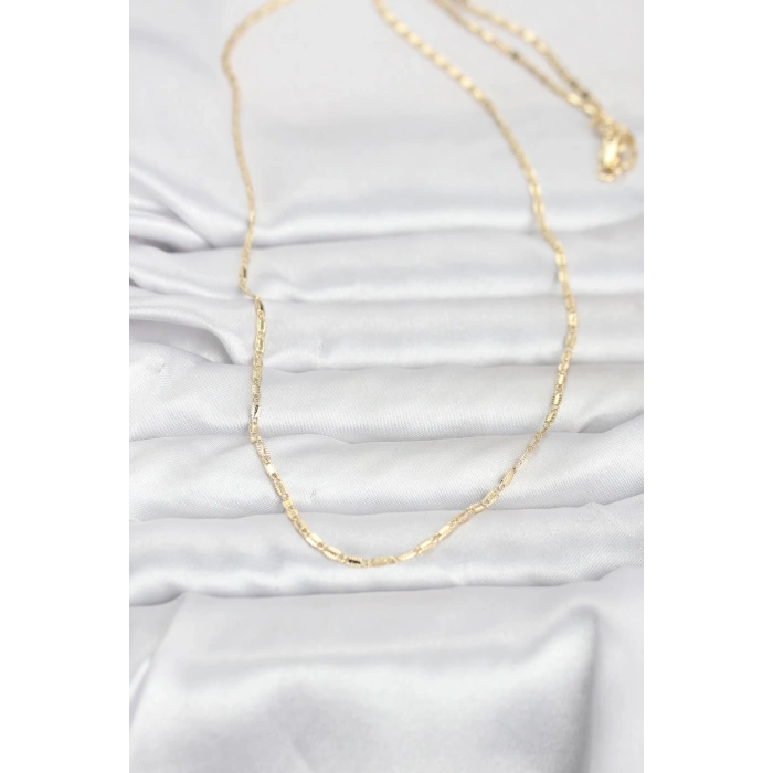 CM 14K Gold Renk Lazerli Zincir Model 60 cm Kadın Kolye 5886