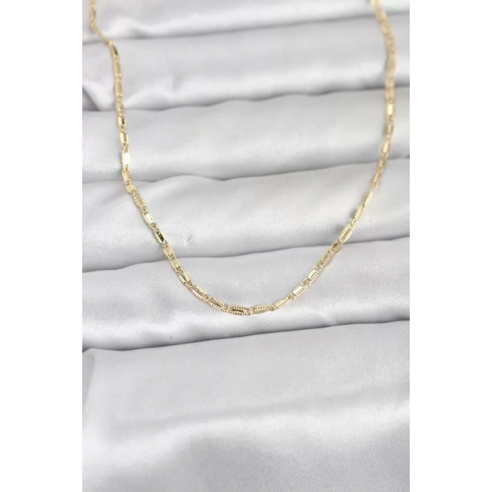 CM 14K Gold Renk Lazerli Zincir Model 60 cm Kadın Kolye - TJ-BKO10957