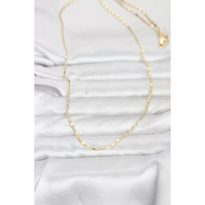 CM 14K Gold Renk Lazerli Zincir Model 60 cm Kadın Kolye - TJ-BKO10957