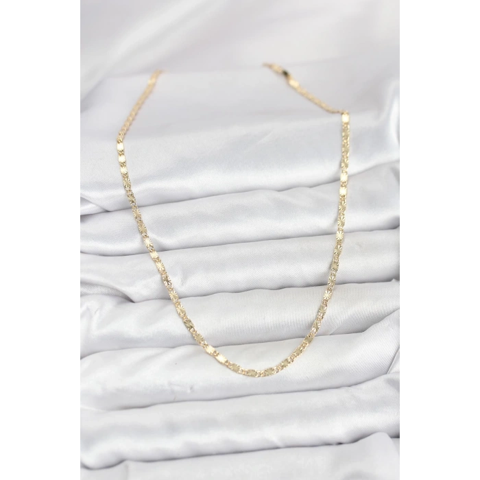 CM 14K Gold Renk Lazerli Zincir Model Kadın Kolye 5886