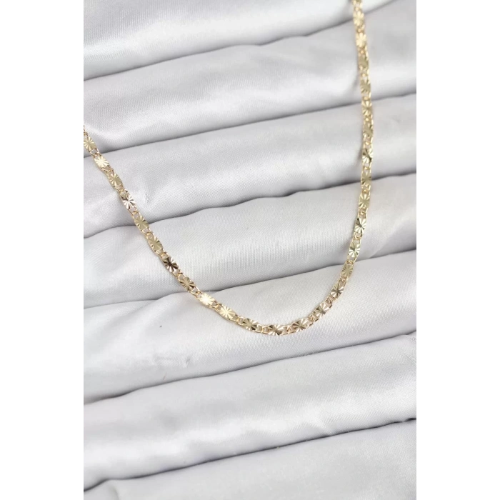 CM 14K Gold Renk Lazerli Zincir Model Kadın Kolye - TJ-BKO10923