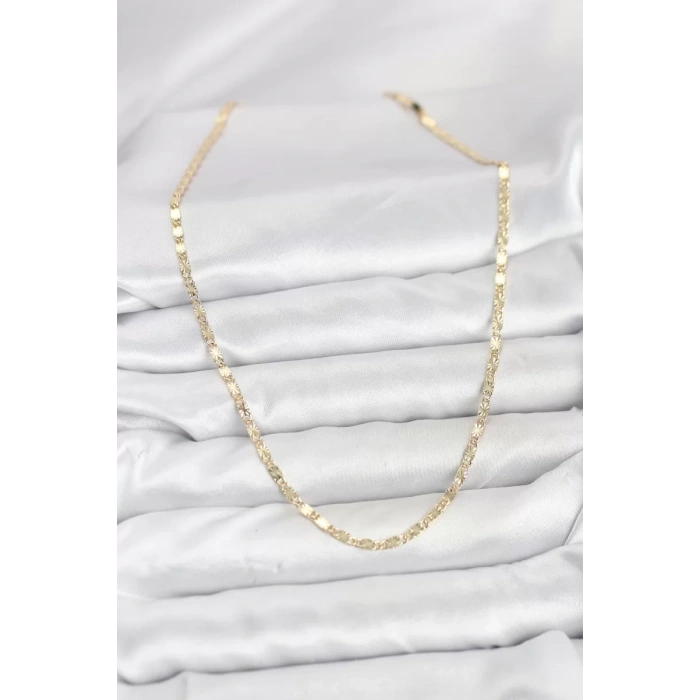 CM 14K Gold Renk Lazerli Zincir Model Kadın Kolye - TJ-BKO10923