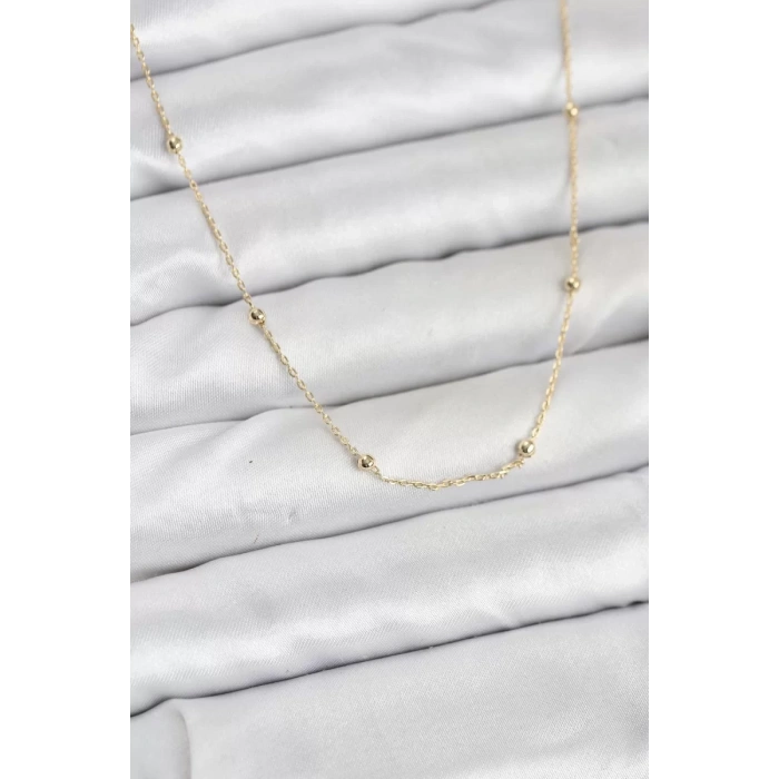 CM 14K Gold Renk Minik Top Zincirli Kadın Kolye - TJ-BKO10920