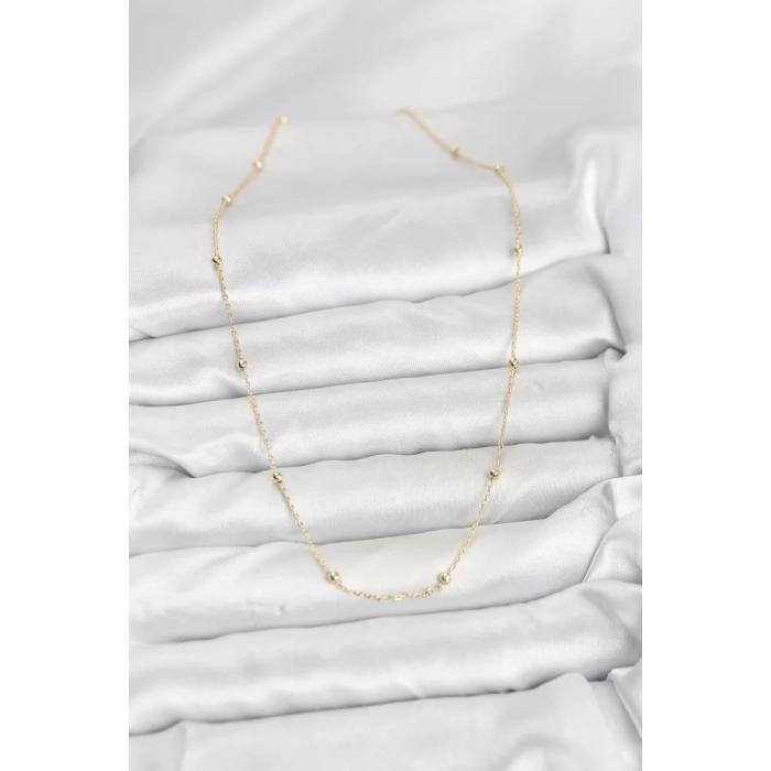 CM 14K Gold Renk Minik Top Zincirli Kadın Kolye - TJ-BKO10920