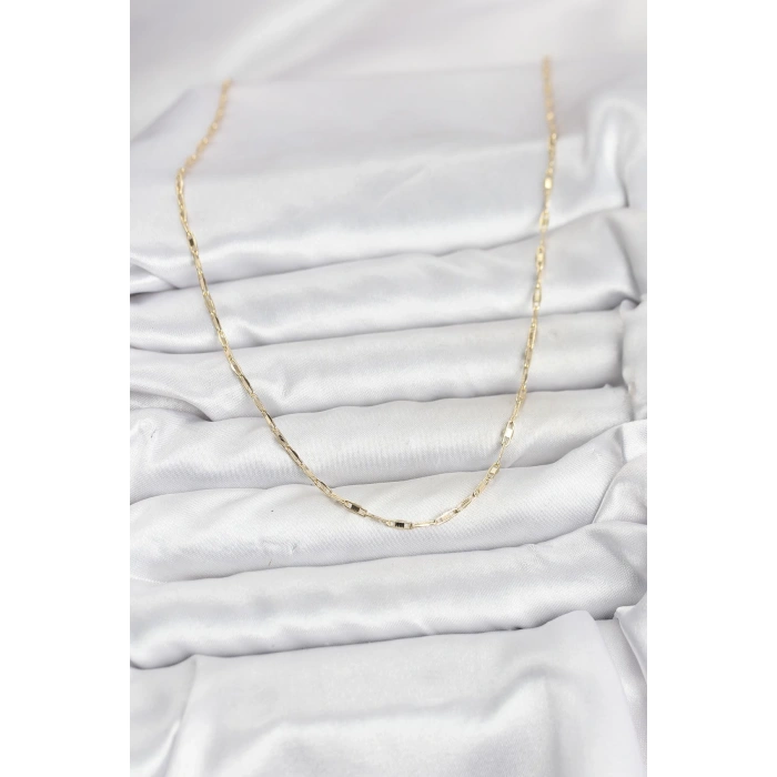 CM 14K Gold Renk Pirinç Ataç Zincir 60 cm Kadın Kolye 5886