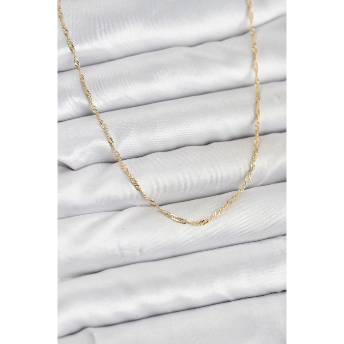CM 14K Gold Renk Pirinç Ezme Burgu Model Kadın Kolye 5886