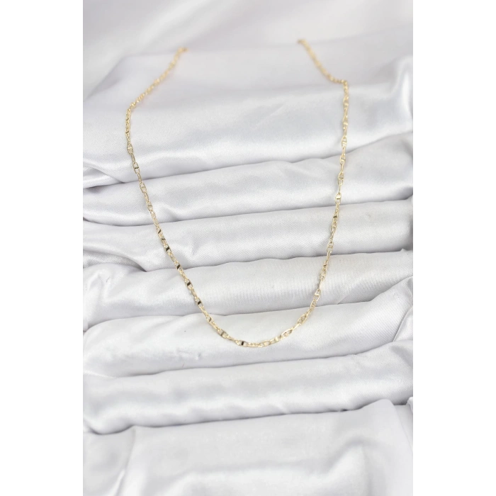 CM 14K Gold Renk Pirinç Gemi Zinciri Model Kadın Kolye 5886