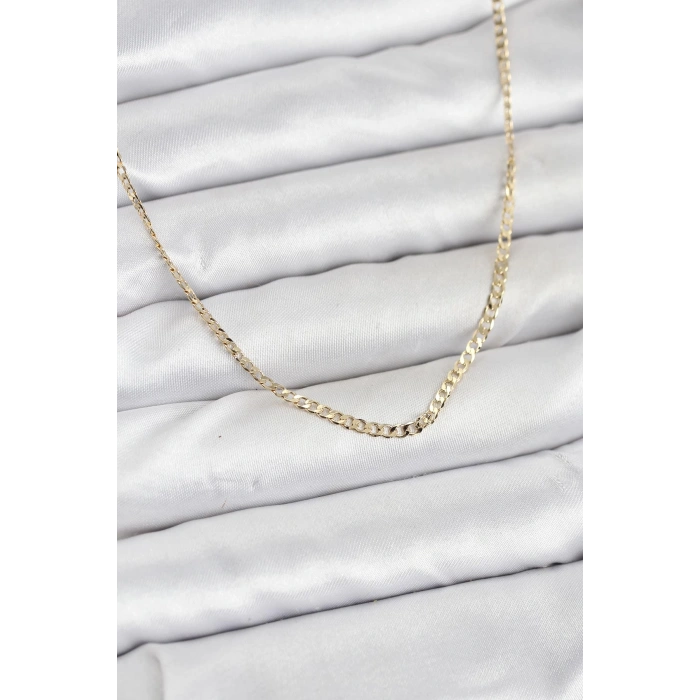 CM 14K Gold Renk Pirinç Zincir Model Kadın Kolye 5886