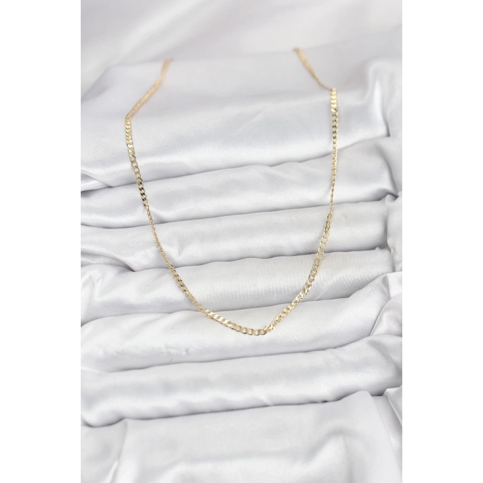 CM 14K Gold Renk Pirinç Zincir Model Kadın Kolye 5886