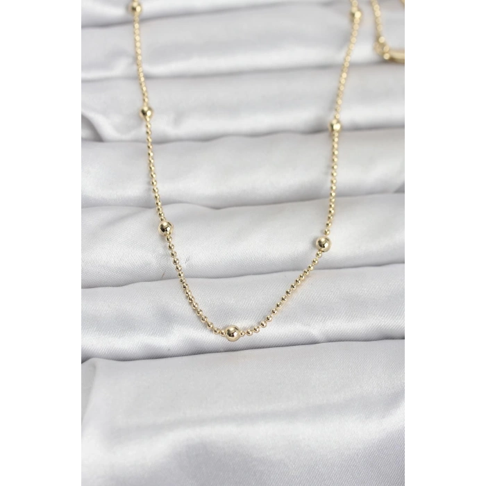 CM 14K Gold Renk Top Zincir 60 cm Kadın Kolye 5886