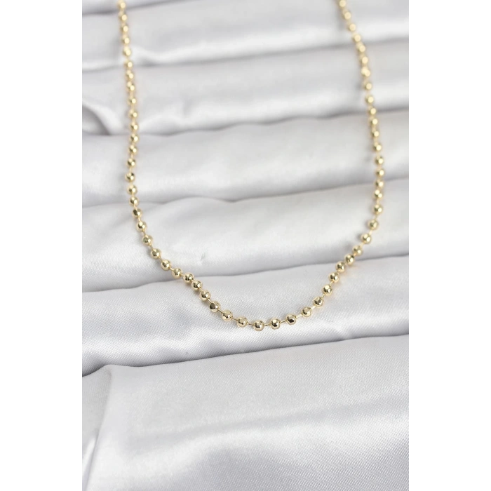 CM 14K Gold Renk Top Zincirli Model 60 cm Kadın Kolye 5886