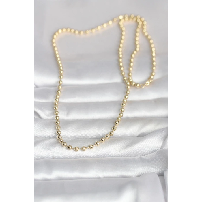 CM 14K Gold Renk Top Zincirli Model 60 cm Kadın Kolye 5886