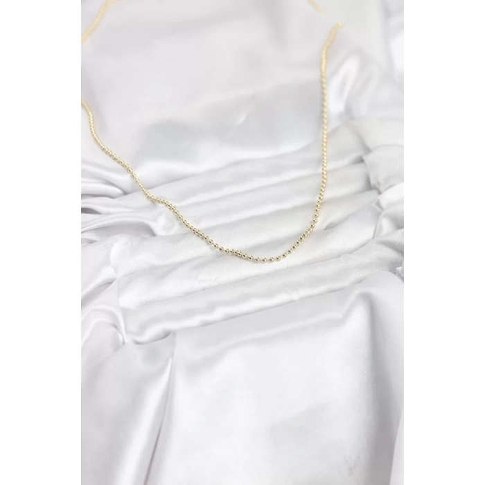 CM 14K Gold Renk Top Zincirli Model 60 cm Kadın Kolye - TJ-BKO10937