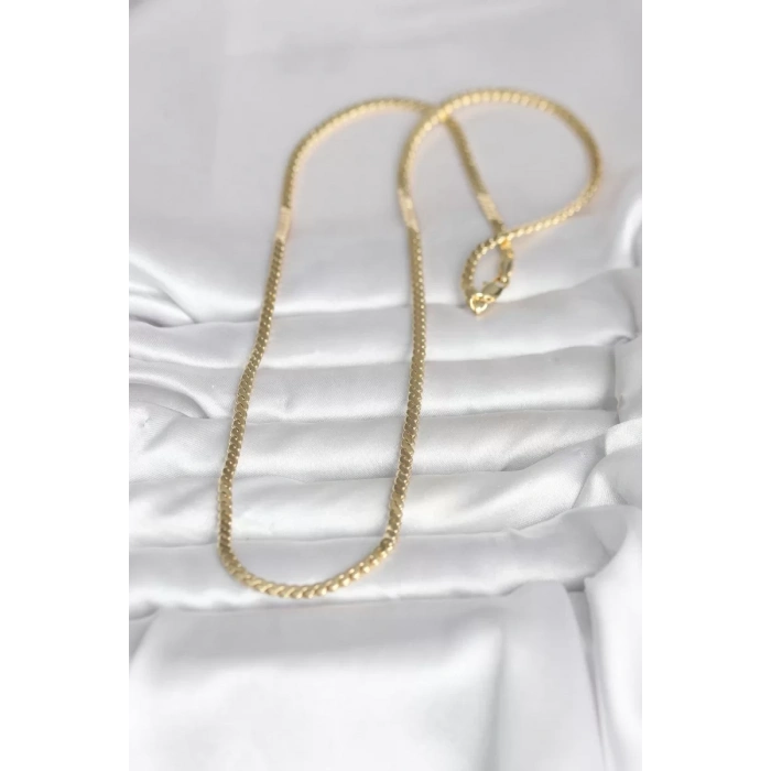 CM 14K Gold Renk Yassı Ezme Zincir Model 60 cm Kadın Kolye - TJ-BKO10996
