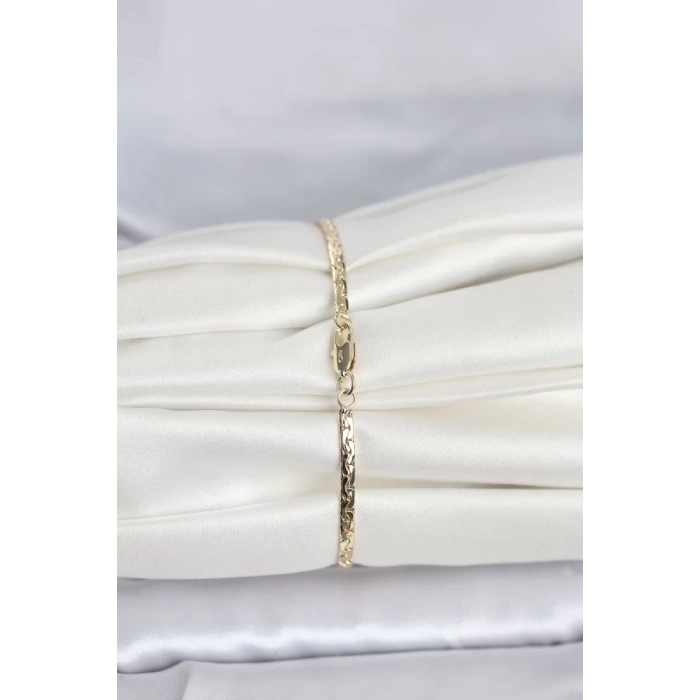CM 14K Gold Renk Yassı Ezme Zincir Model Kadın Bileklik - TJ-BB8292