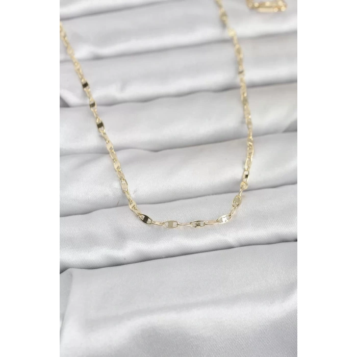 CM 14K Gold Renk Yassı Gemici Zincir Model 60 cm Kadın Kolye - TJ-BKO10967