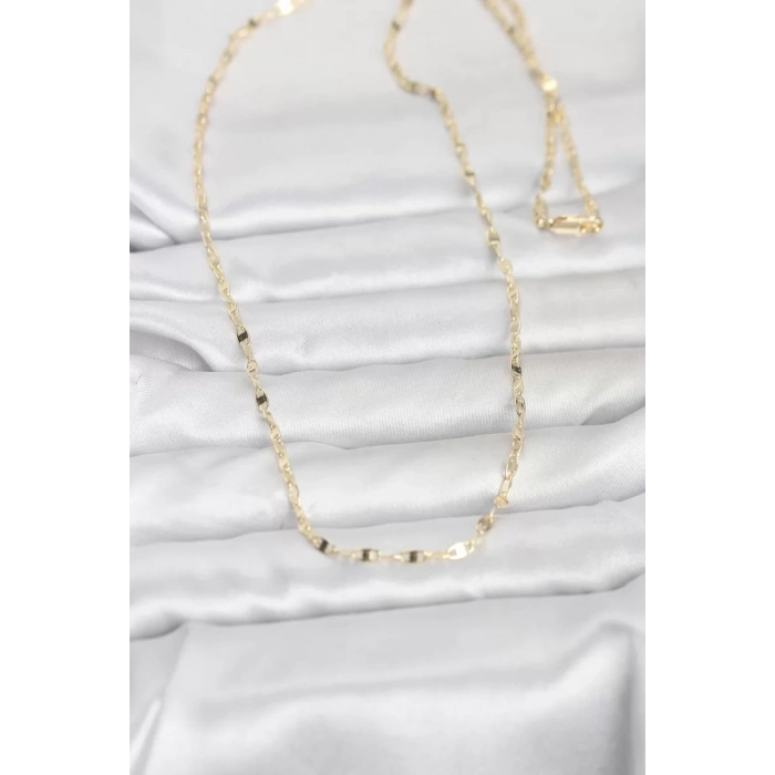 CM 14K Gold Renk Yassı Gemici Zincir Model 60 cm Kadın Kolye - TJ-BKO10967