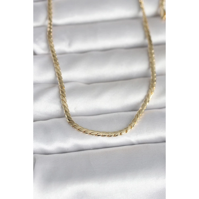CM 14K Gold Renk Yassı Model 60 cm Kadın Kolye 5886