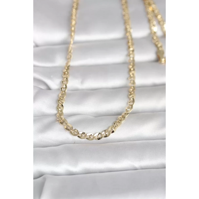 CM 14K Gold Renk Yassı Oval Zincirli Model 60 cm Kadın Kolye - TJ-BKO10989
