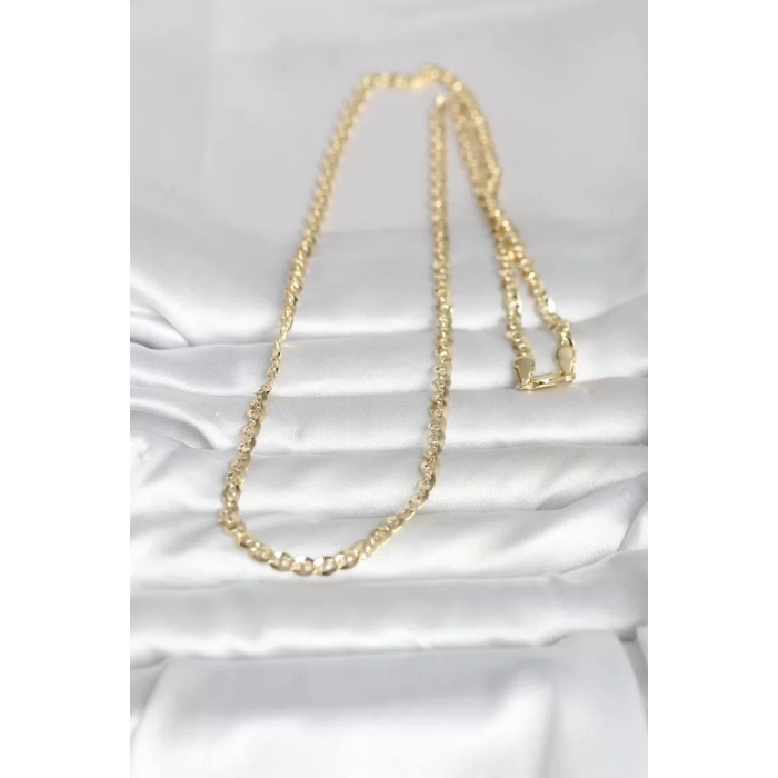 CM 14K Gold Renk Yassı Oval Zincirli Model 60 cm Kadın Kolye - TJ-BKO10989