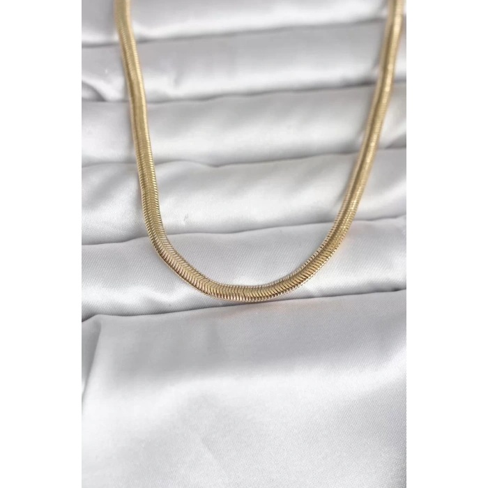 CM 14K Gold Renk Yassı Yılan Zincir Model 45 cm Kadın Kolye - TJ-BKO11005