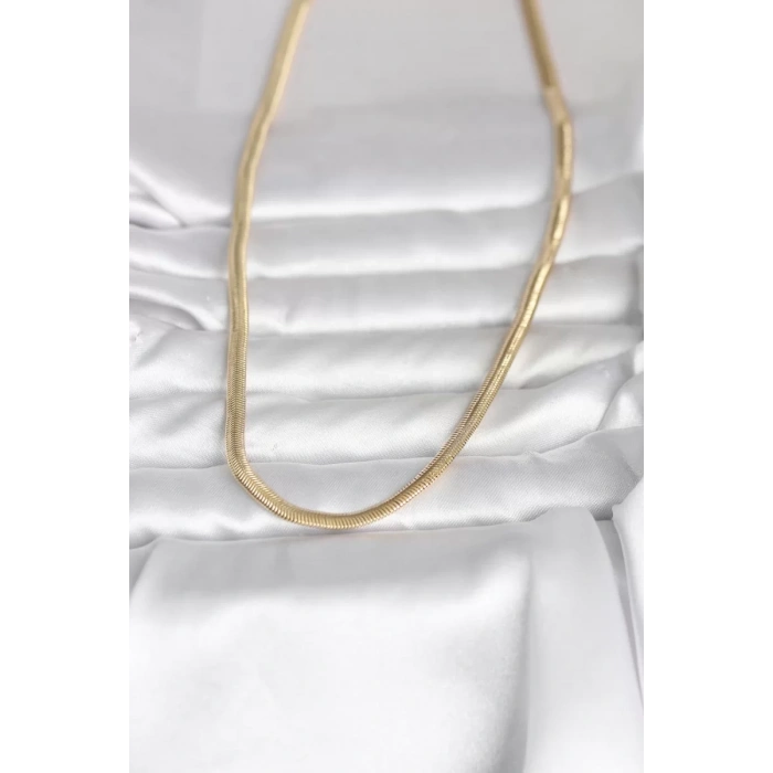 CM 14K Gold Renk Yassı Yılan Zincir Model 45 cm Kadın Kolye - TJ-BKO11005