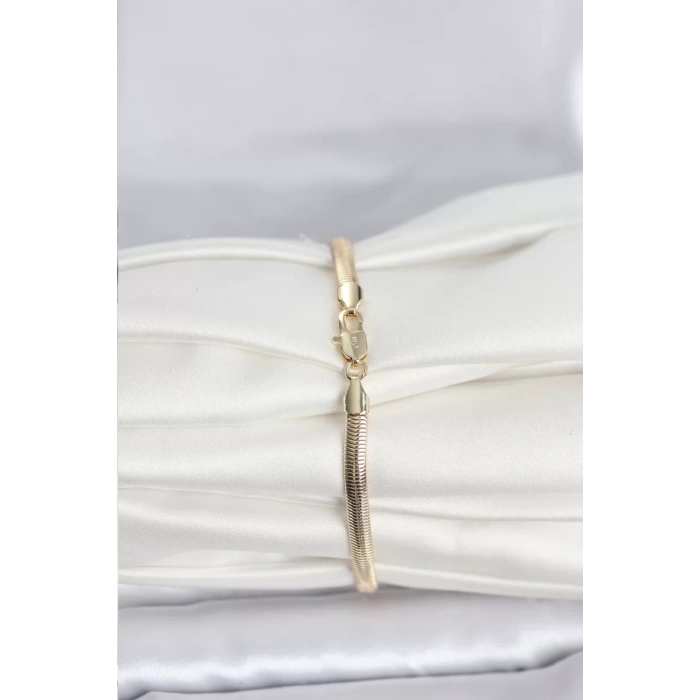 CM 14K Gold Renk Yassı Yılan Zincir Model Kadın Bileklik - TJ-BB8293