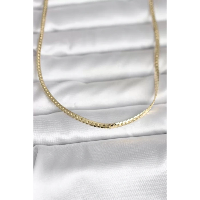 CM 14K Gold Renk Yassı Zincir Model 45 cm Kadın Kolye - TJ-BKO11002