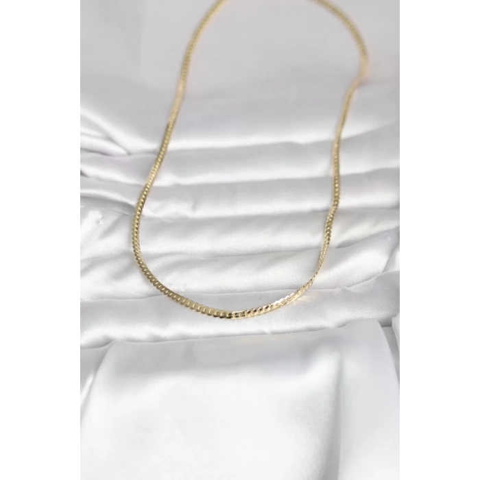 CM 14K Gold Renk Yassı Zincir Model 45 cm Kadın Kolye - TJ-BKO11002