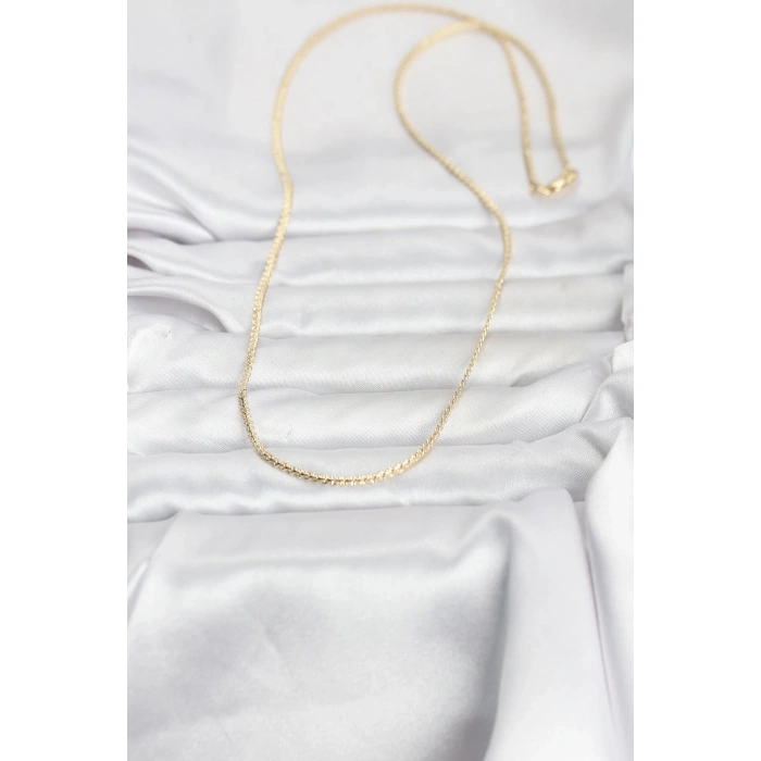 CM 14K Gold Renk Yassı Zincir Model 60 cm Kadın Kolye 5886
