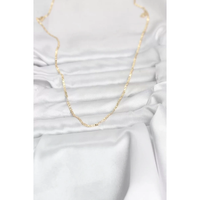 CM 14K Gold Renk Yassı Zincir Model 60 cm Kadın Kolye - TJ-BKO10946