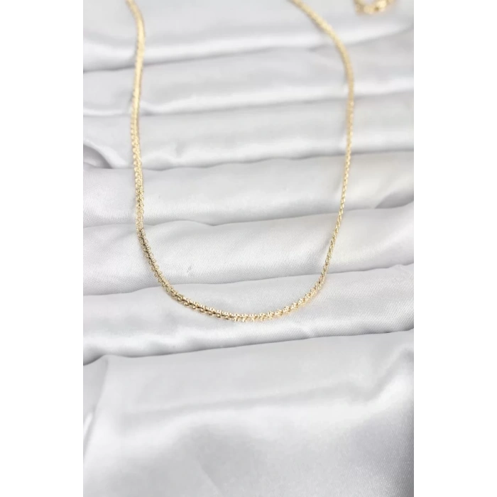 CM 14K Gold Renk Yassı Zincir Model 60 cm Kadın Kolye - TJ-BKO10965