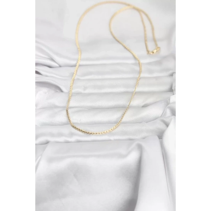 CM 14K Gold Renk Yassı Zincir Model 60 cm Kadın Kolye - TJ-BKO10965
