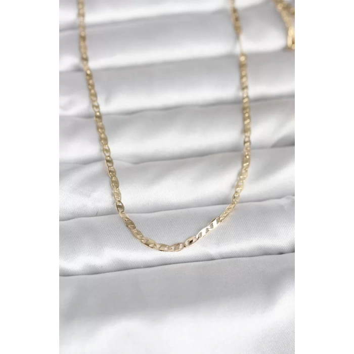 CM 14K Gold Renk Yassı Zincir Model 60 cm Kadın Kolye - TJ-BKO10984