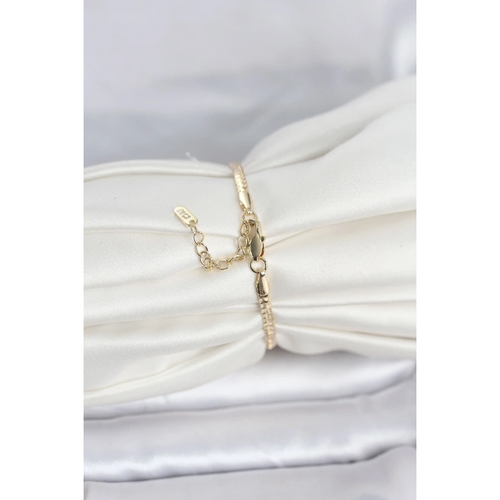 CM 14K Gold Renk Yassı Zincir Model Kadın Bileklik 5886