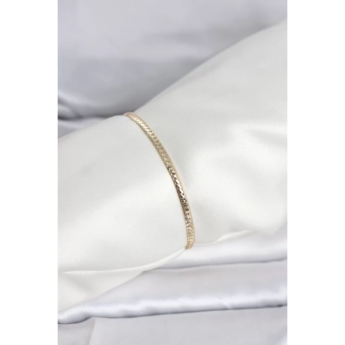 CM 14K Gold Renk Yassı Zincir Model Kadın Bileklik - TJ-BB8291