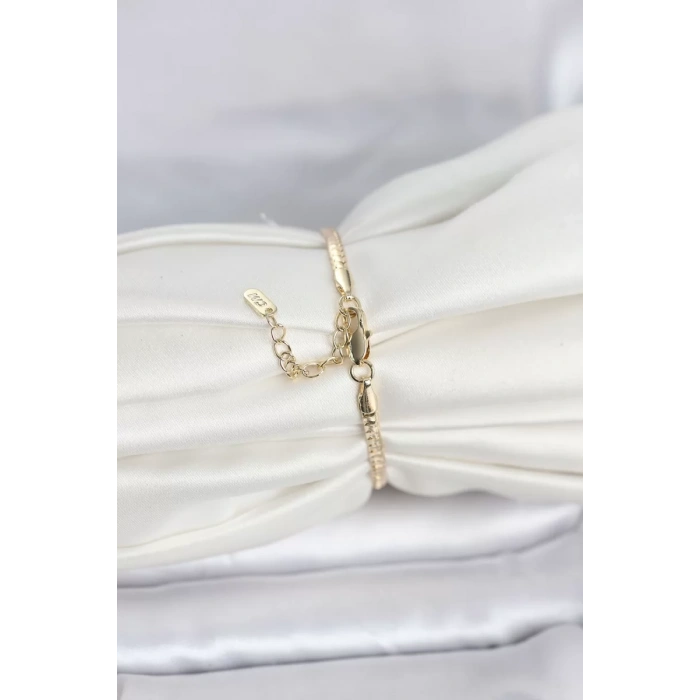 CM 14K Gold Renk Yassı Zincir Model Kadın Bileklik - TJ-BB8291