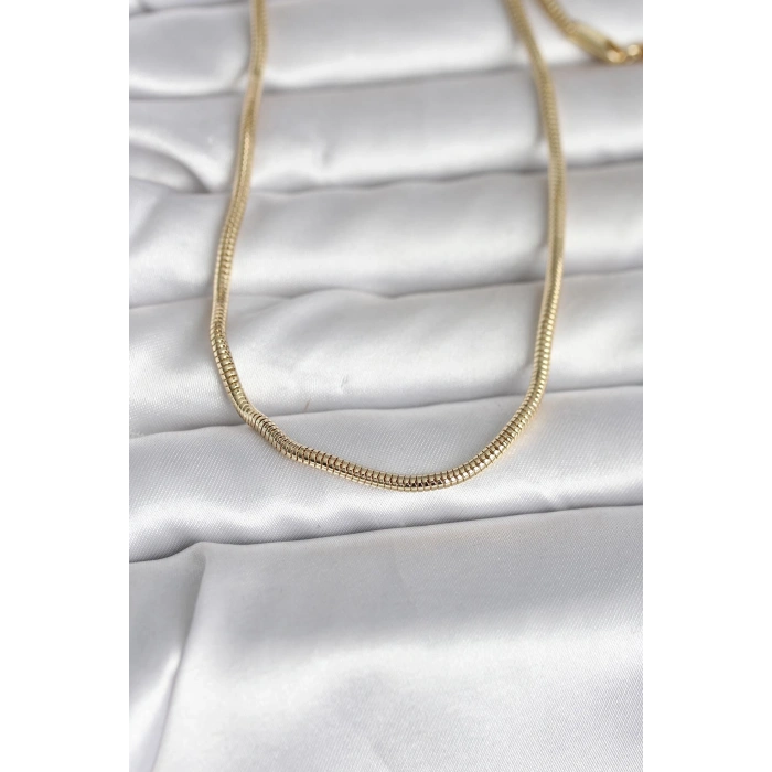 CM 14K Gold Renk Yılan Zincir Model 60 cm Kadın Kolye 5886
