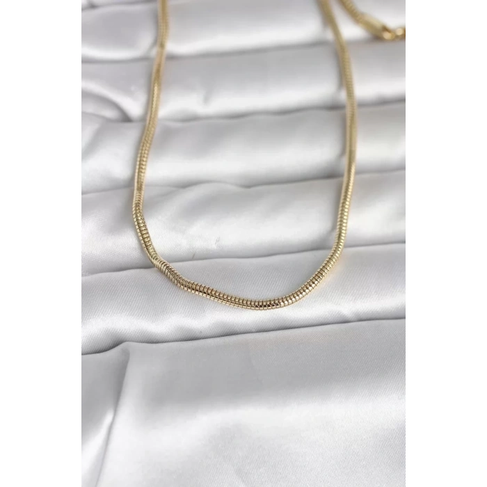 CM 14K Gold Renk Yılan Zincir Model 60 cm Kadın Kolye - TJ-BKO10995