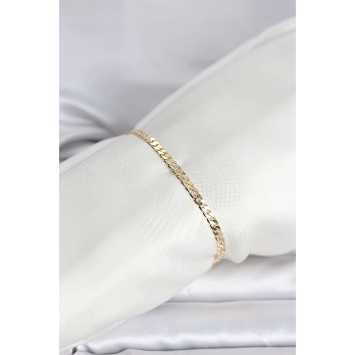 CM 14K Gold Renk Zincirli Model Kadın Bileklik 5886