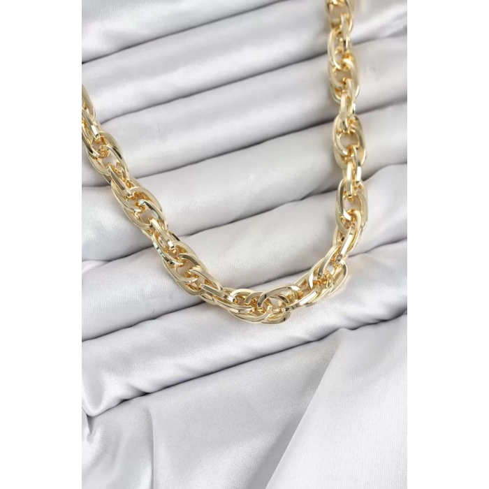 CM Kalın Burgu Model Gold Renk 60 cm Kadın Kolye TJ-BKO11129