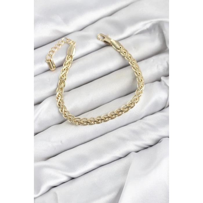 CM Singapur Zincir Model Gold Renk Pirinç Kadın Bileklik