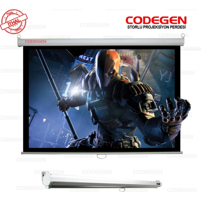 Codegen AX-24 STORLU PROJEKSİYON PERDESİ 240x200 (Arkası Siyah Fonlu - Duvar/Tavan Asılabilir)(1923)