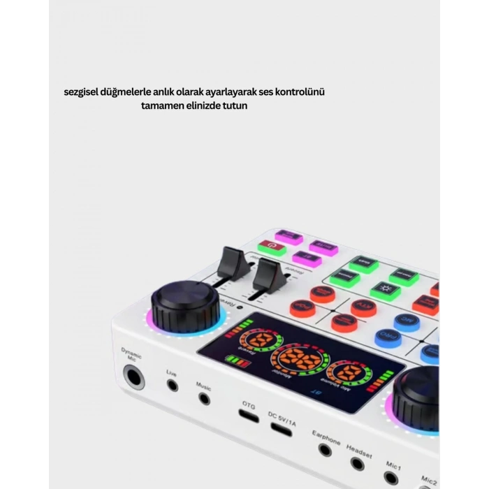 Çok Efektli Canlı Yayın Ses Mikseri USB ve Kablosuz Uyumlu