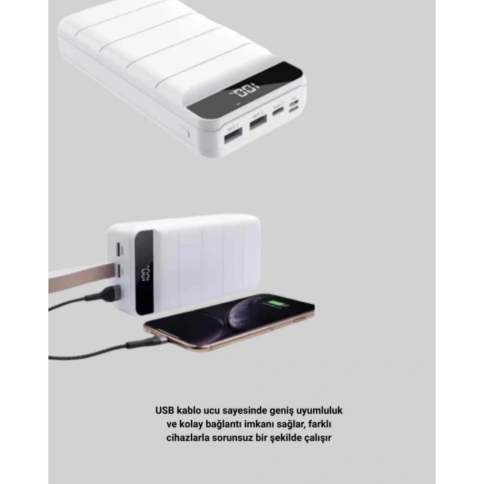 Çoklu Cihaz Uyumlu LED Ekranlı 50000 mAh Powerbank