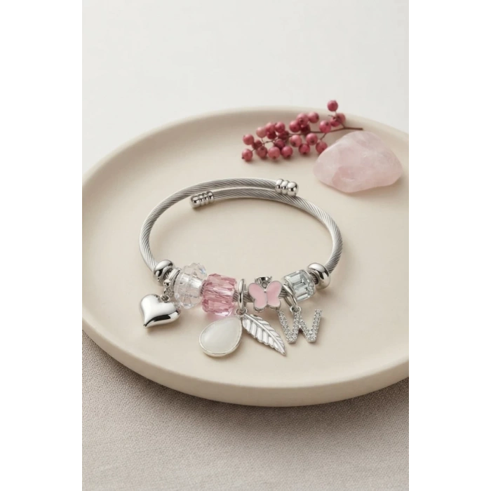 Damla Model Pembe Renk Charmlı Bileklik TJ-BB8794