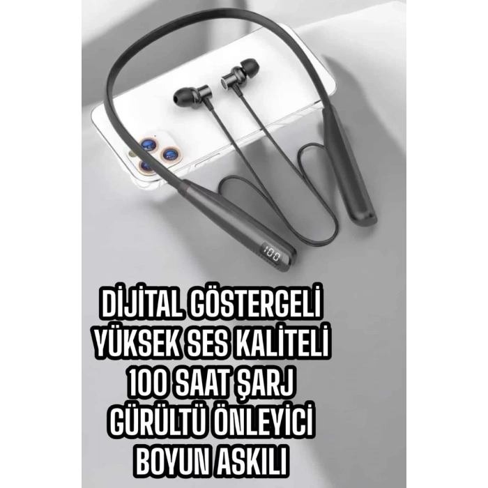 Dijital Batarya Göstergeli Bluetooth Özellikli Boyun Askılı Kulaklık